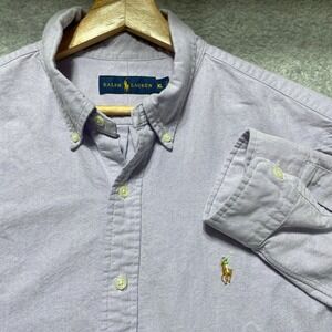 Ralph Lauren Mens XL Oxford Button Down Shirt Lavender Purple Long Sleeve Pony